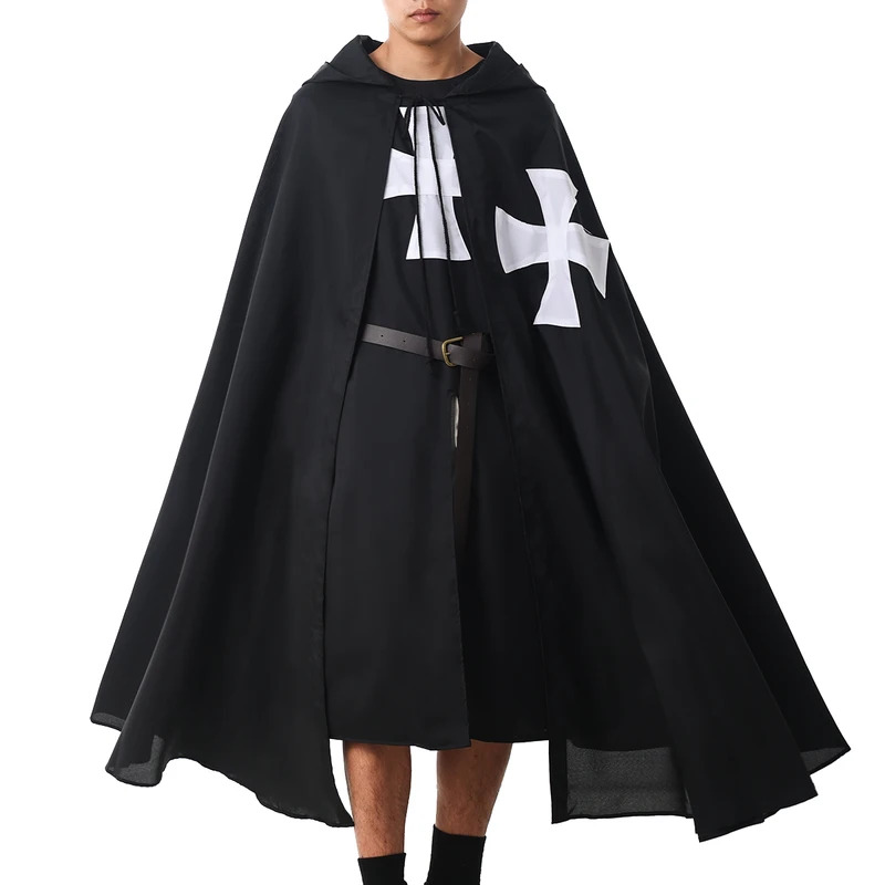 Tunique médiévale japonaise pour homme, costume d'Halloween, robe de cosplay Viking, cape de guerrier des Templiers et des Chevaliers Hospitaliers