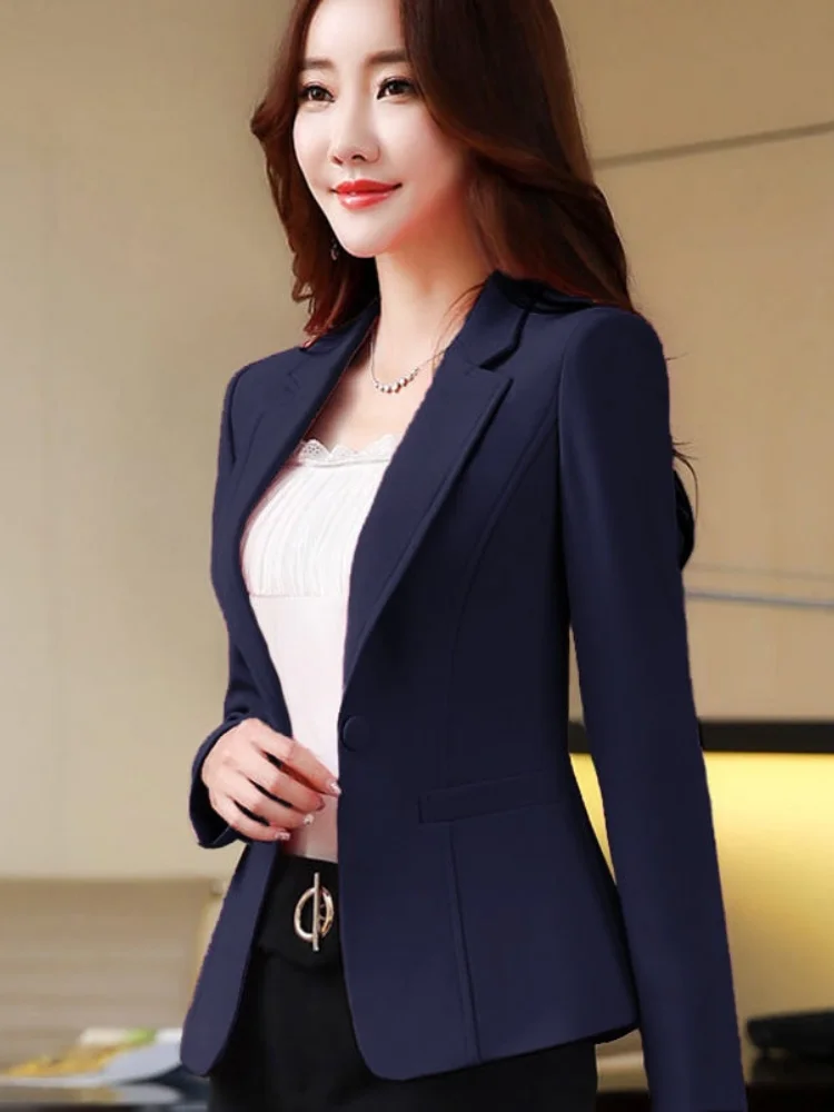Blazers pour femmes coréen coupe ajustée à manches longues costumes décontractés veste tout-Match OL bureau dame costume Blazer mode vêtements blanc