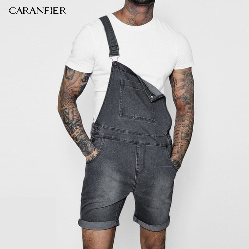 CARANFIER jean hommes combinaisons haute rue en détresse Denim salopette pour homme genou Kength pantalon lavage poche pantalon vêtements