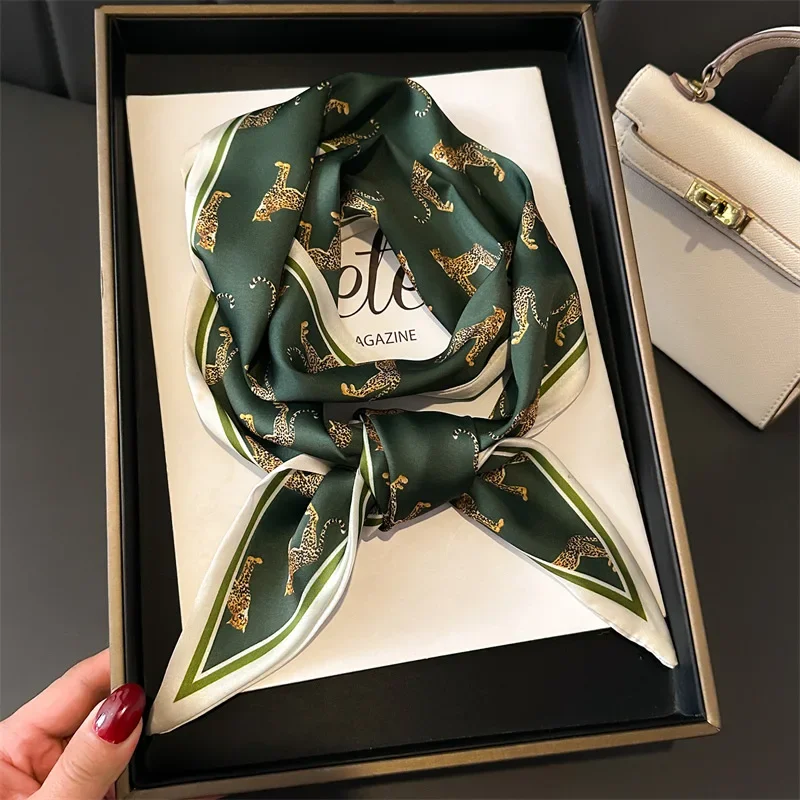 Foulard de tête foulards de cou de cheveux pour femmes sac à main écharpes pour sacs à main soyeux Long mince foulard en Satin mode