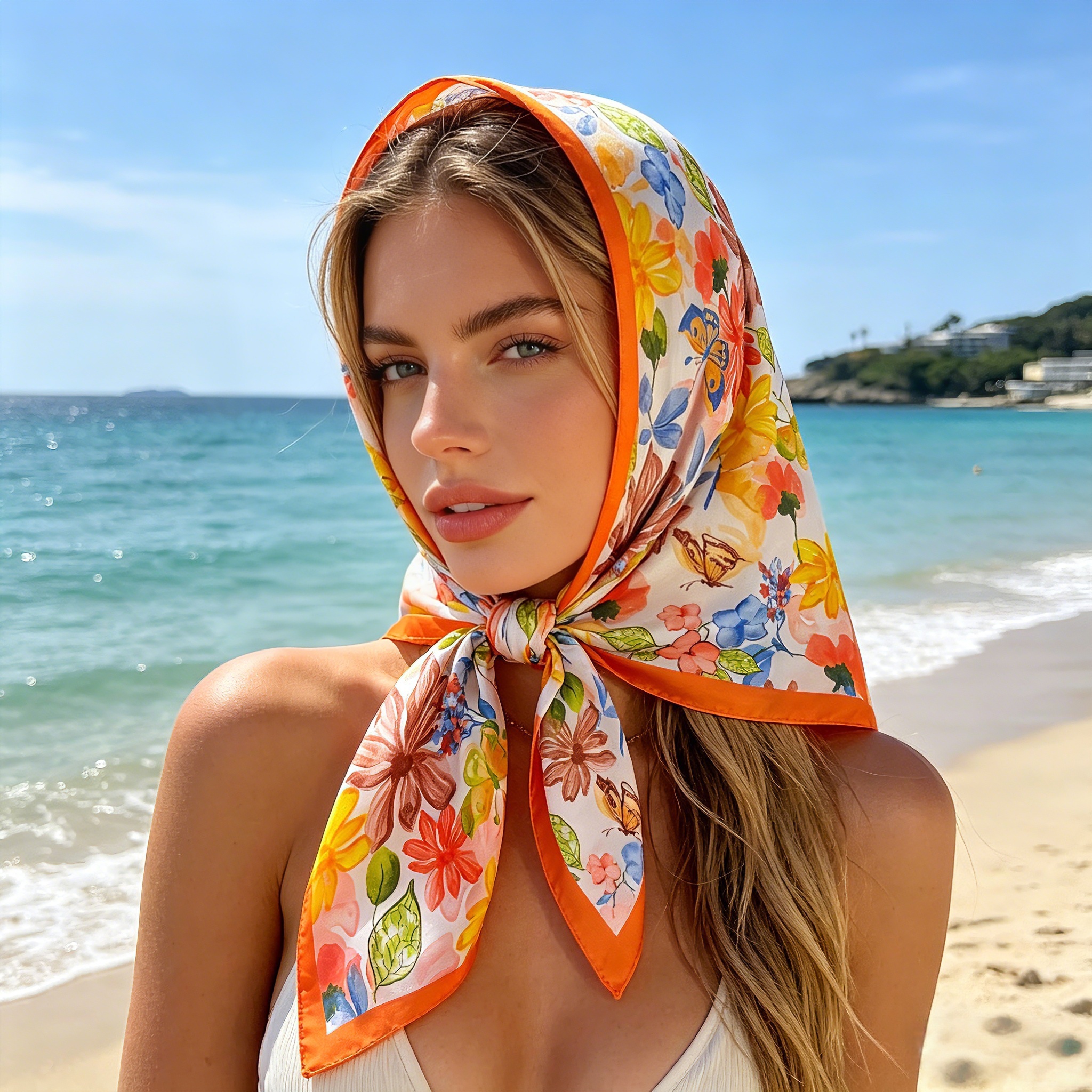 Nouveau Foulard Carré 2026 pour Femme, Imprimé Floral, en Soie Artificielle, Bandana, Hijab, Écharpe Élégante, Châle et Étole