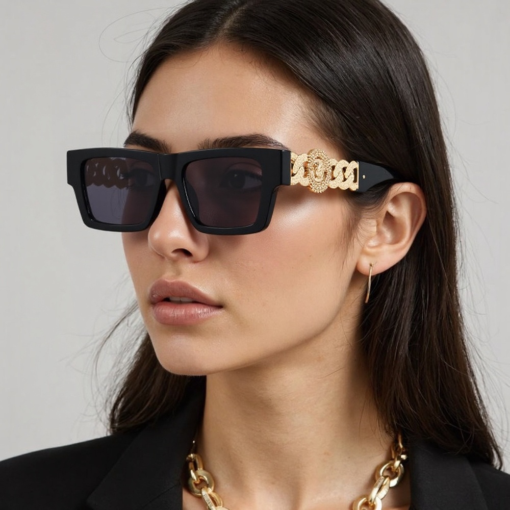 Nouvelles lunettes de soleil carrées pour femmes, mode rétro, monture surdimensionnée, protection UV400, lunettes de soleil tendance, décontractées, chics, de créateur