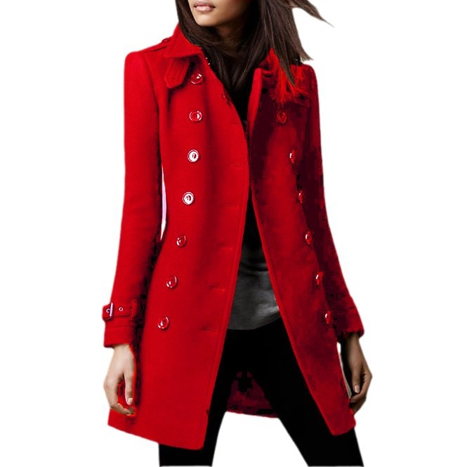 Femmes laine veste manteau automne hiver 2025 Vintage vêtements d'extérieur Double boutonnage col rabattu bureau dame laine pardessus