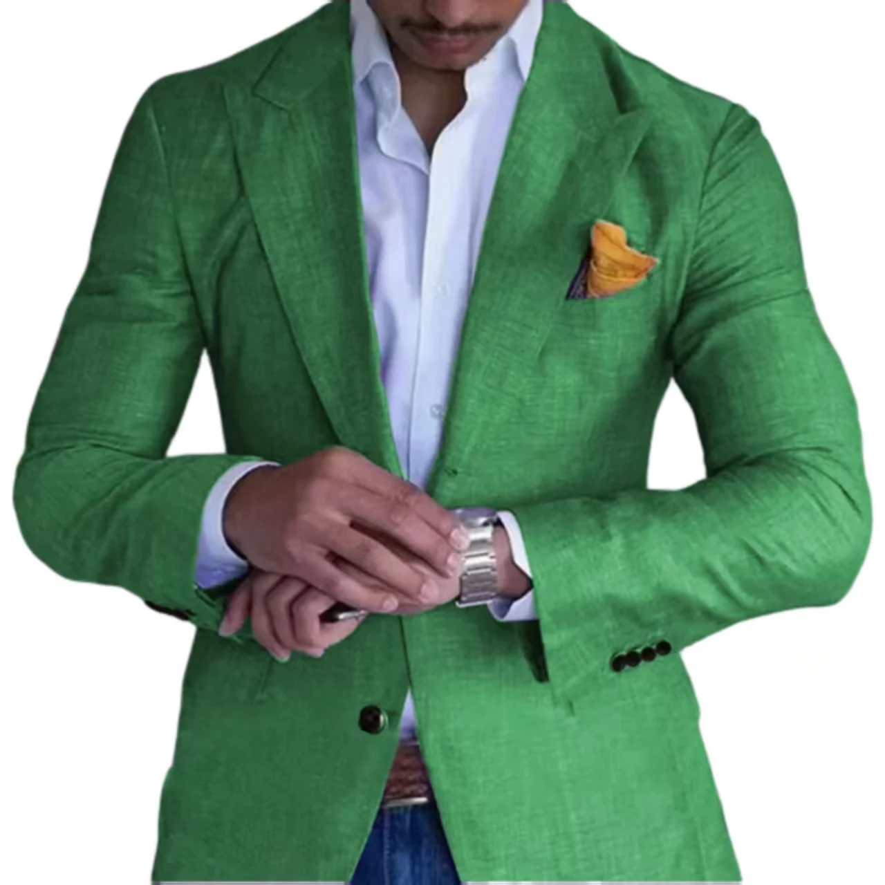 Veste élégante 1 pièce pour homme, en lin, simple boutonnage, pour fêtes, vêtements haut de gamme, blazer personnalisé, été, plage