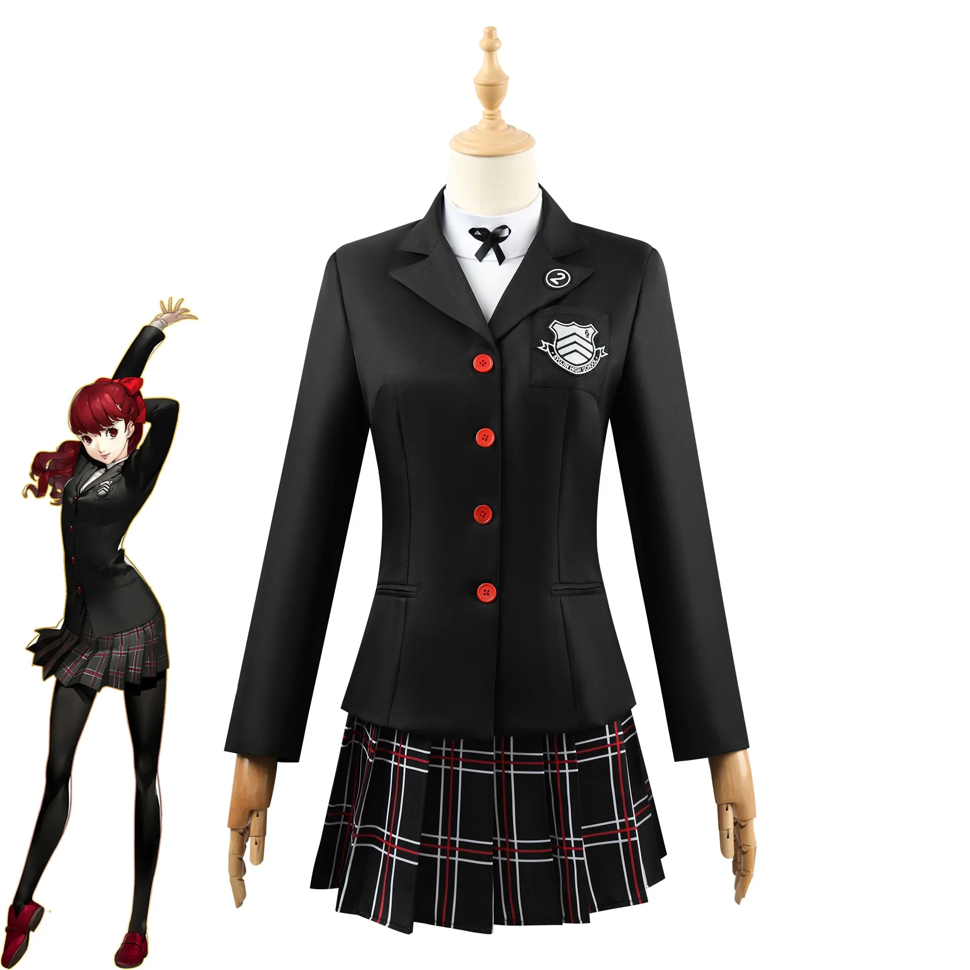 Costume de cosplay Persona 5 Kasumi Yoshizawa, uniforme scolaire JK, robe, tenue de jeu de rôle pour fête d'Halloween pour filles adultes