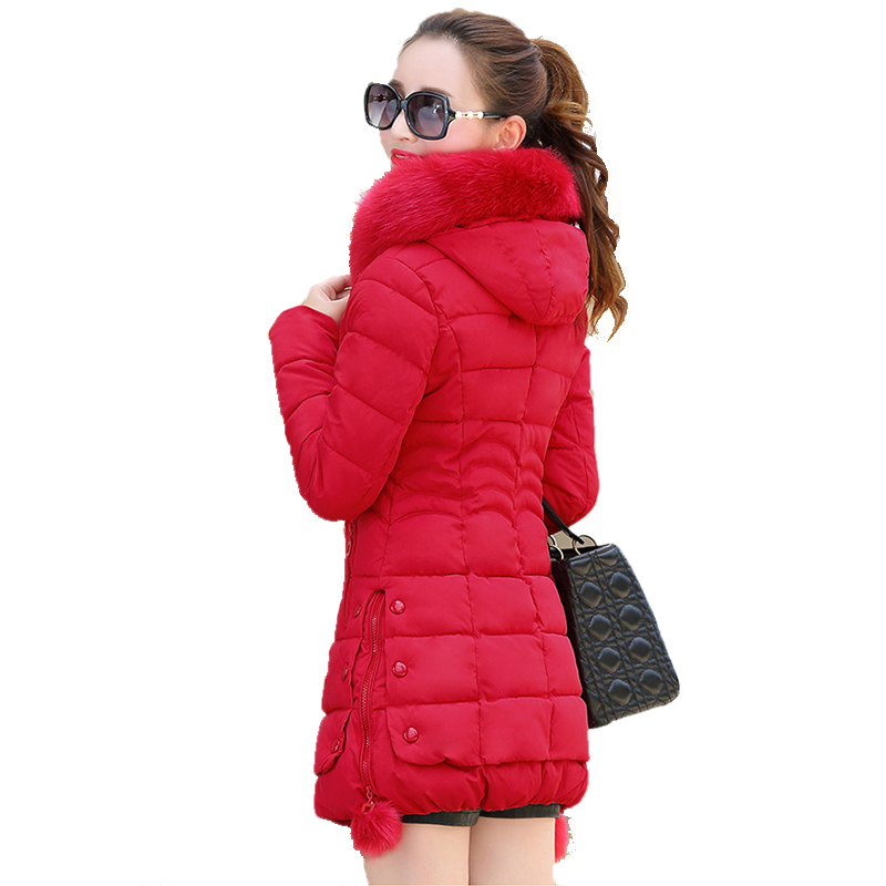 Veste d'hiver pour femme 2026, manteau d'hiver uni décontracté avec col en fourrure, veste longue à capuche en coton pour femme