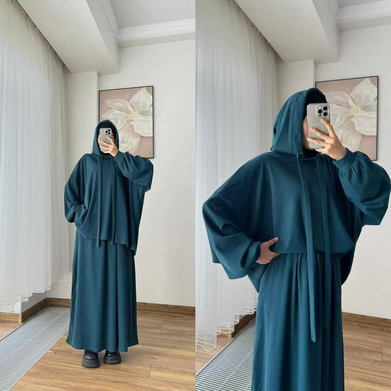Eid femmes sweat à capuche jupes costume sweat à capuche haut Ensemble jupe longue 2 pièces Ensemble modeste musulman dubaï tenues Ramadan maroc