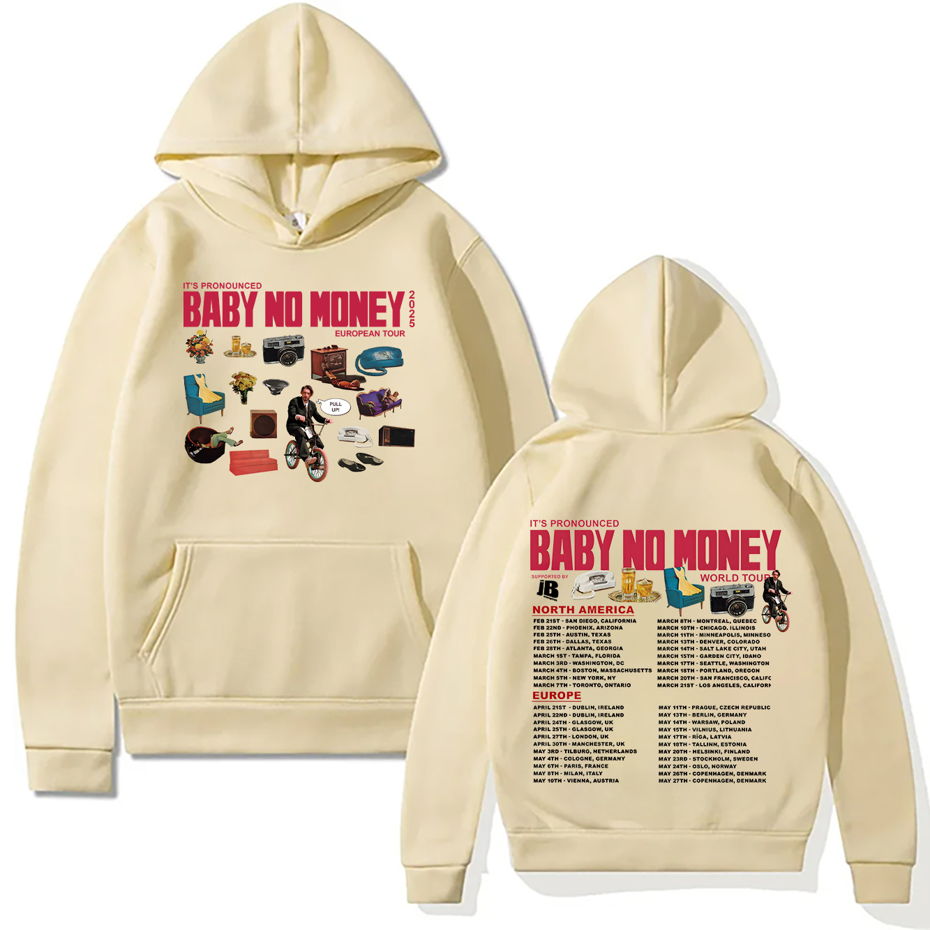 Bbno $ nouveaux sweats à capuche c'est prononcé bébé pas d'argent Tour européen 2025 sweat hommes femmes pulls Harajuku vêtements d'automne créatifs