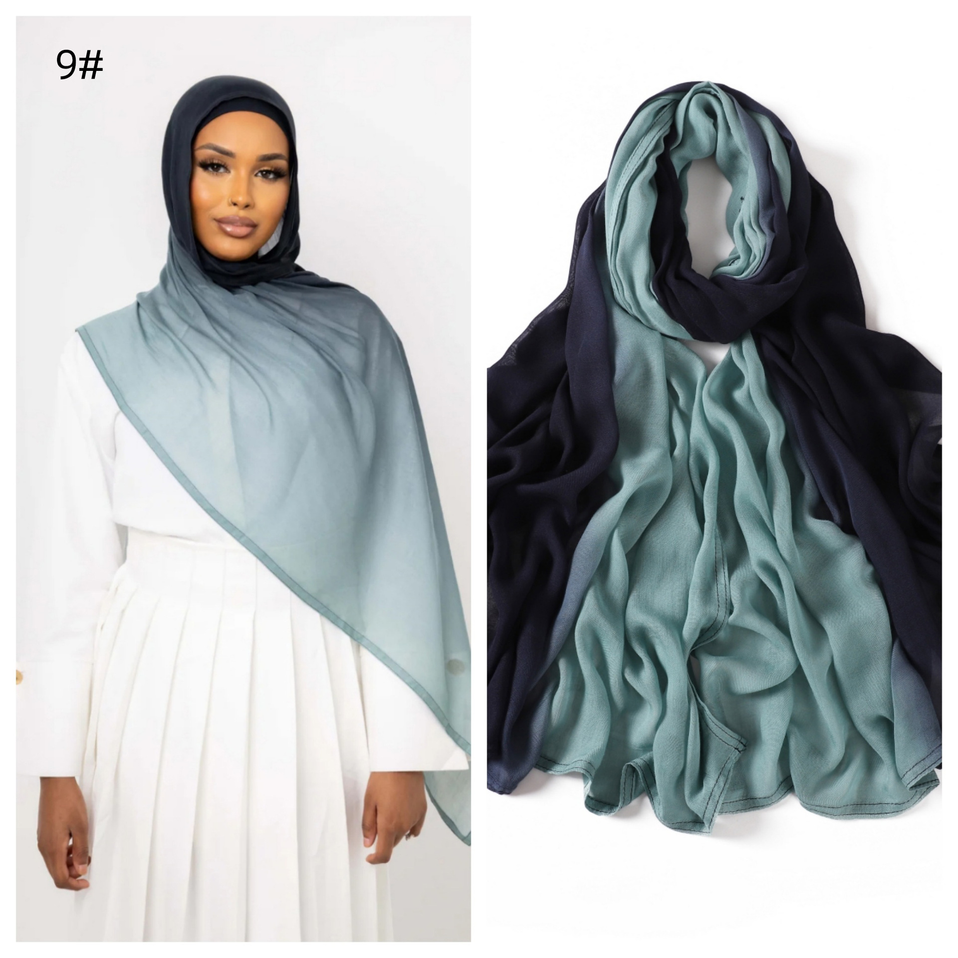 Nouveau Viscose dégradé Hijab femmes musulman écharpe châles Abaya femmes voile Foulard enveloppes plaine islamique Turban bandeaux Foulard
