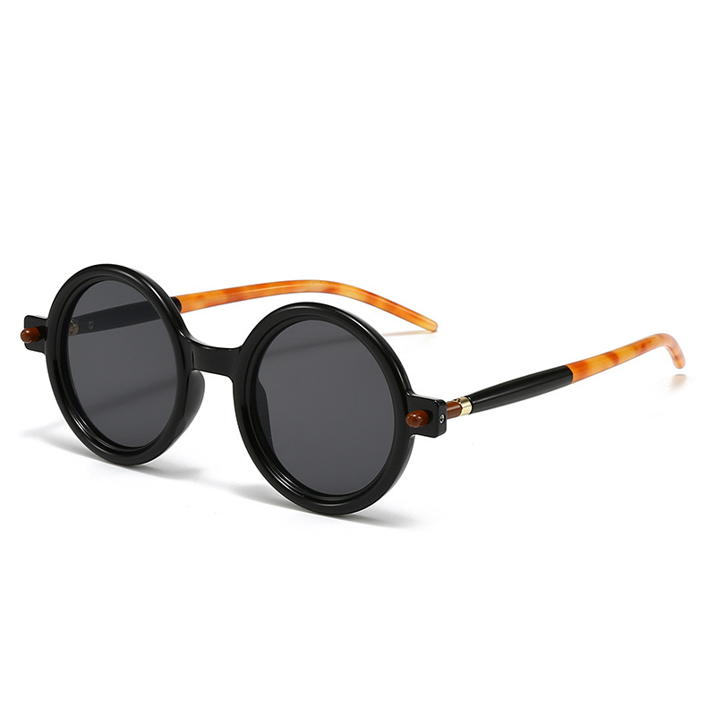 Lunettes de soleil à monture ronde pour femmes et hommes, miroir plat anti-lumière bleue, lunettes de soleil carillon pour l'extérieur, décoration de vacances, nouvelle mode