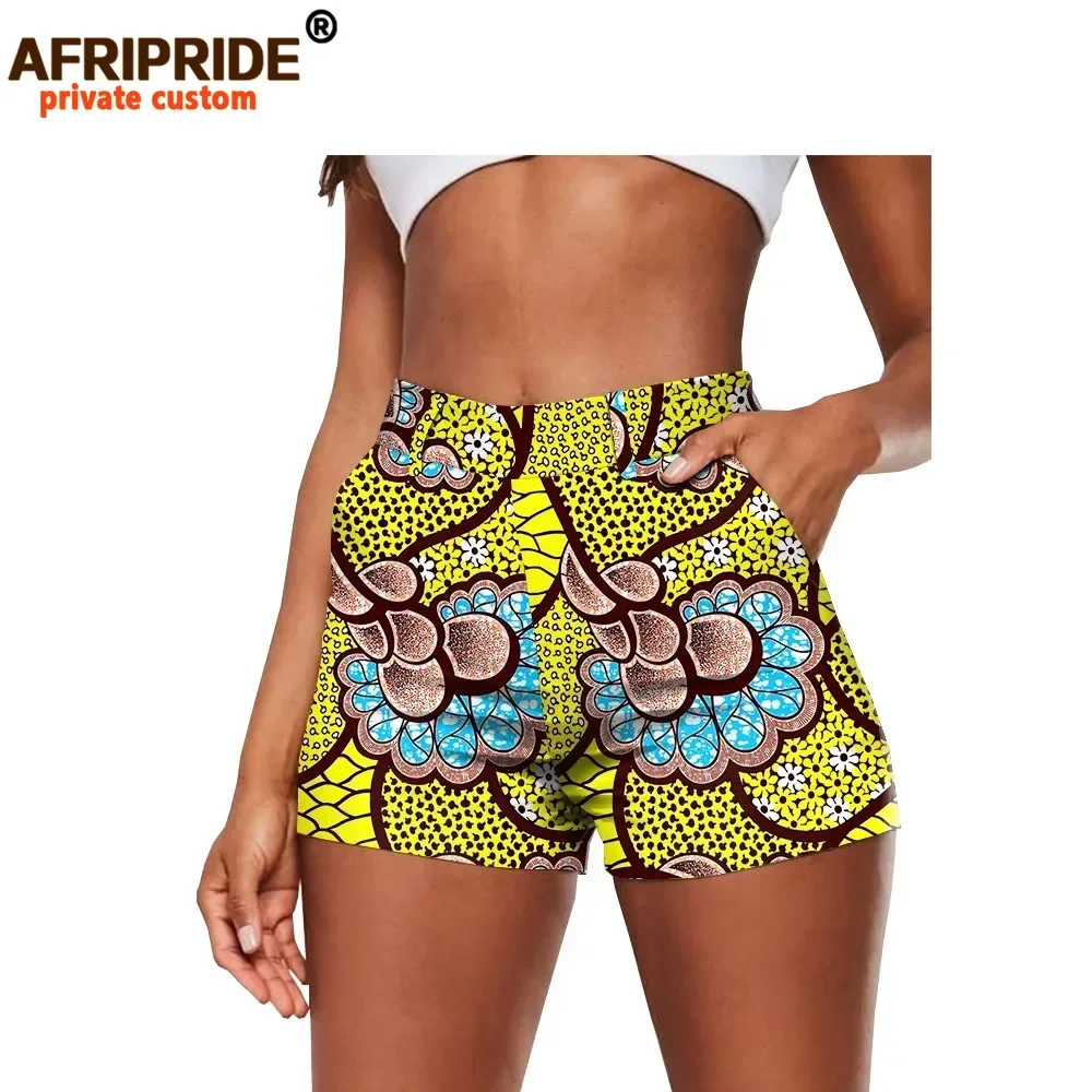 Shorts imprimés africains, mode d'été, décontractés, sexy, en coton, grande taille, coupe ajustée, taille haute, Ankara Dashiki AFRIPRIDE A2021002
