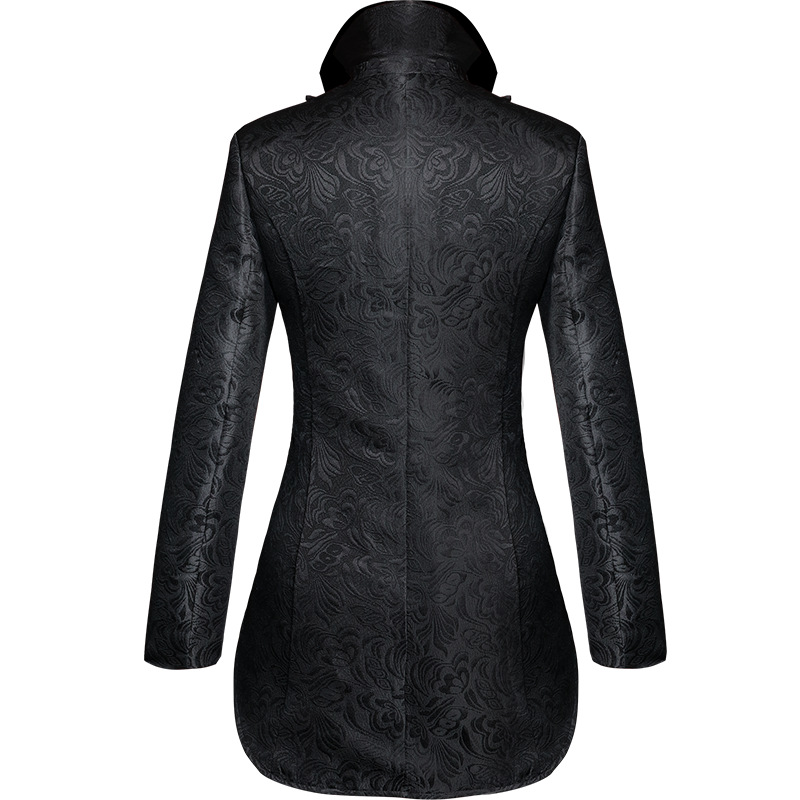 Tailcoat gothique pour hommes, veste noire, manteau long, smoking imbibé, costume de cosplay Steampunk, manteau victorien, fête d'Halloween