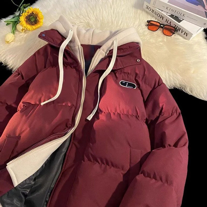 Nouvelle veste d'hiver rembourrée en coton pour femme, deux pièces à capuche en coton pour femme, vêtements chauds et décontractés rembourrés en coton, manteau Parker