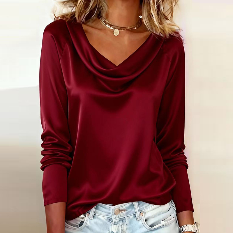 Chemise élégante à manches longues pour femmes, hauts en soie, chemisiers en Satin, pull à la mode, T-Shirts de bureau pour femmes, ample, printemps automne