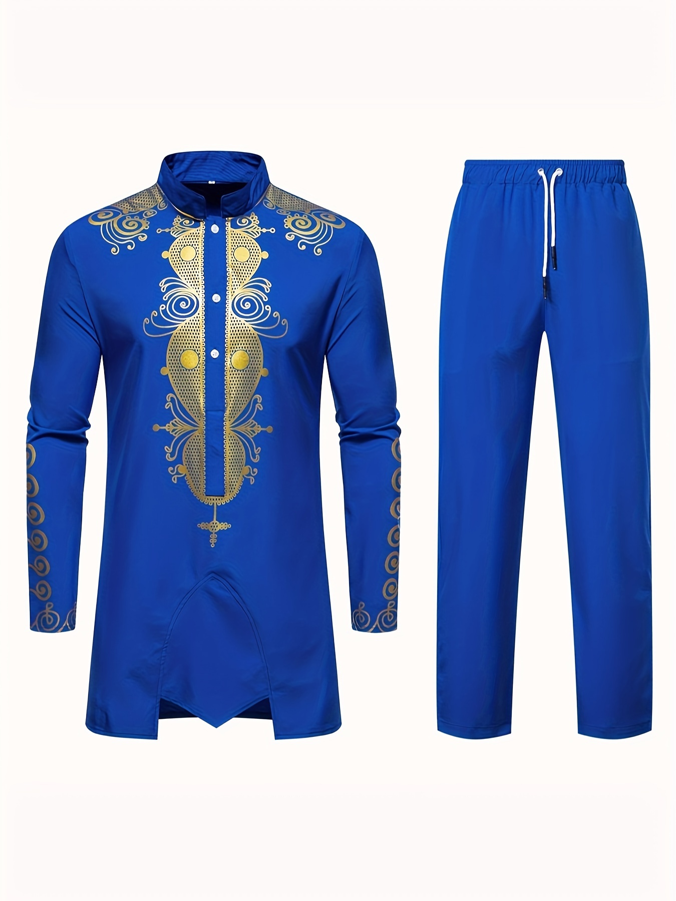 Culture traditionnelle Costume Pour Hommes Costume Musulman Costume Personnalisé 3D Imprimé Motif Arabe Robe Lâche Respirant Deux Pièces Costume