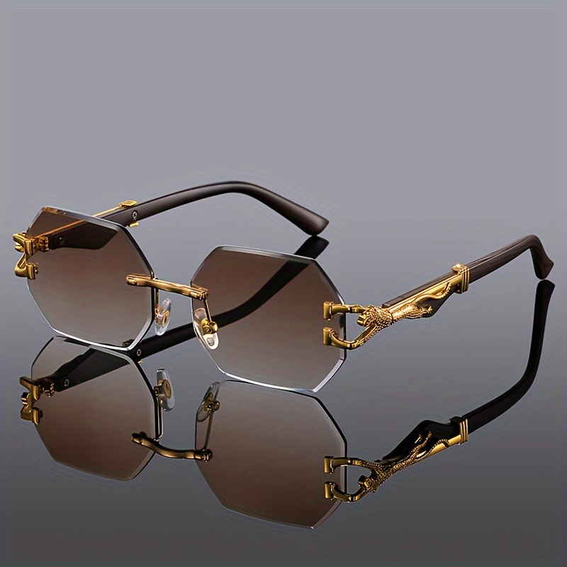 Lunettes de soleil classiques sans monture de marque de luxe pour hommes et femmes, style rétro vintage punk, verres dégradés, monture en métal