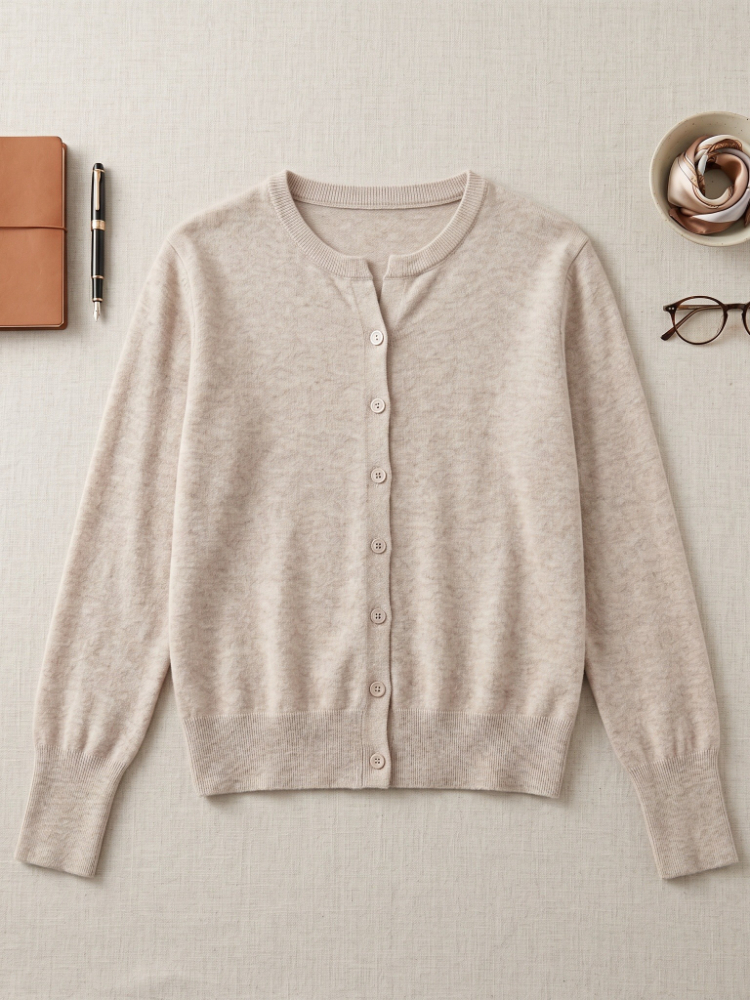 Pull court en cachemire tricoté ample pour femme, col rond, chaud, style coréen, décontracté, collection automne-hiver 2026