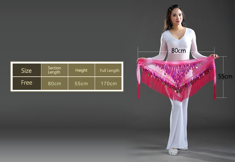 Coins orientaux ceinture femmes danse du ventre Costumes accessoires paillettes gland hanche écharpe danse du ventre ceinture hanche écharpe danse du ventre