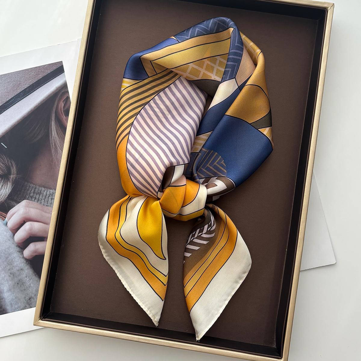 Foulard carré en soie imprimé Imitation pour femmes, Bandana, châle pour dames, bandeau pour cheveux, cravates, 2026