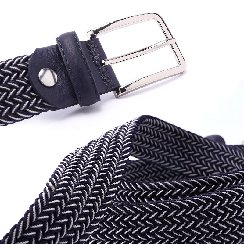 Ceinture en toile tissée à la main pour hommes et femmes, 2020 tissée à la main, ceinture élastique pour jeans, bleu et blanc, design de mode, 100-135cm