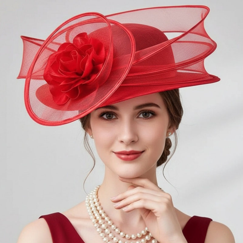 Chapeau de soleil à large bord pour femme, en maille, forme concave, protection des yeux, fascinateur, chapeau d'église