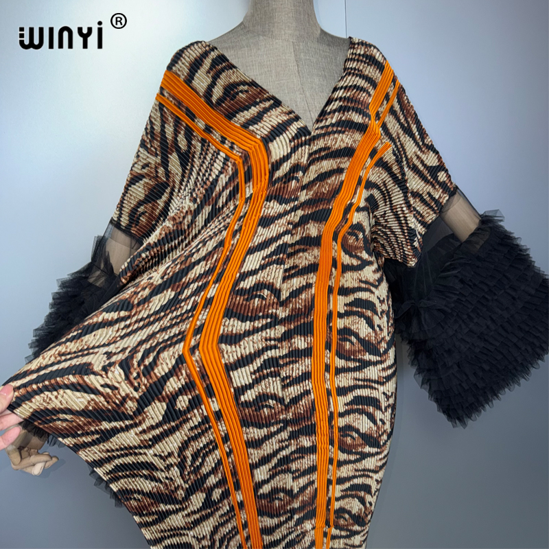 Robe longue plissée ajustée WINYI pour femme, style caftan Abaya Dubaï, tenue de soirée de luxe, mode musulmane pour la plage et les vacances