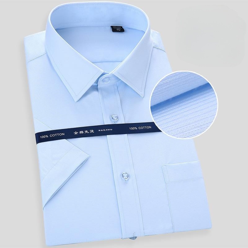 Chemise d'affaires en pur coton pour hommes, chemise à manches courtes, chemise décontractée, coupe couvertes, blanc, social, classique, mode masculine, nouveau, 8XL