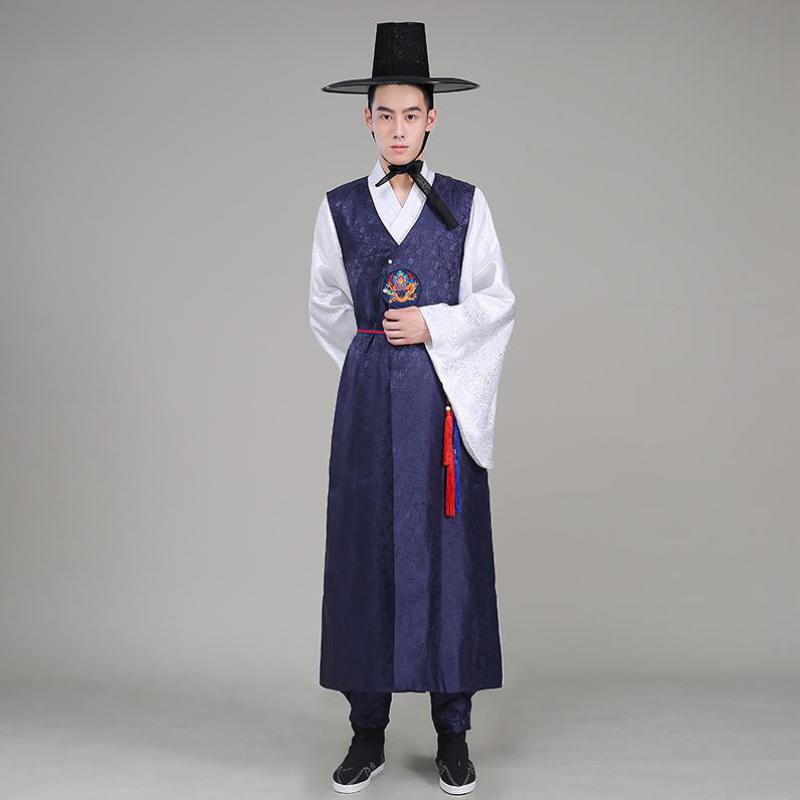 Vêtements traditionnels coréens pour hommes, robes ethniques de prairie, vêtements officiels de cour, costume de scène masculin, Hanbok multicolore