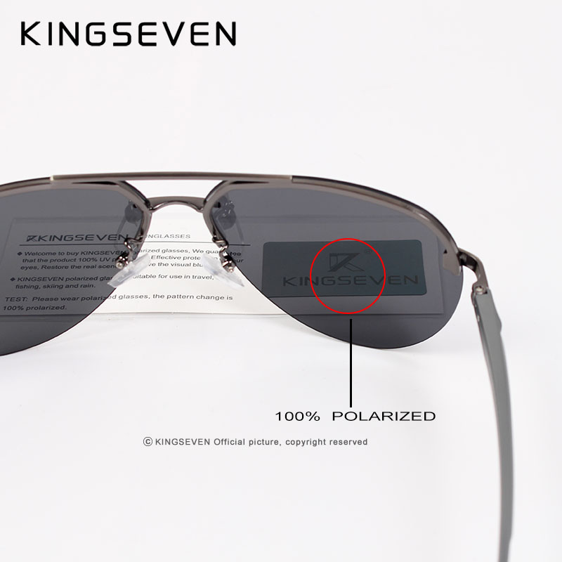 KINGSEVEN 2024 aluminium magnésium polarisé lentille sans monture lunettes de soleil pour hommes haute définition rétro lunettes pour femme Sports de plein air