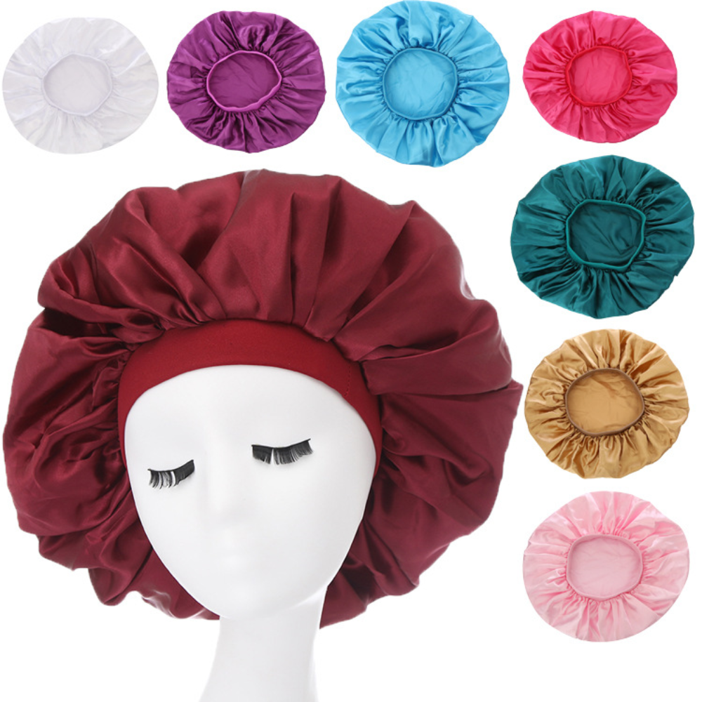 Grand Bonnet en Satin pour femmes, grande taille, pour dormir la Nuit, en soie