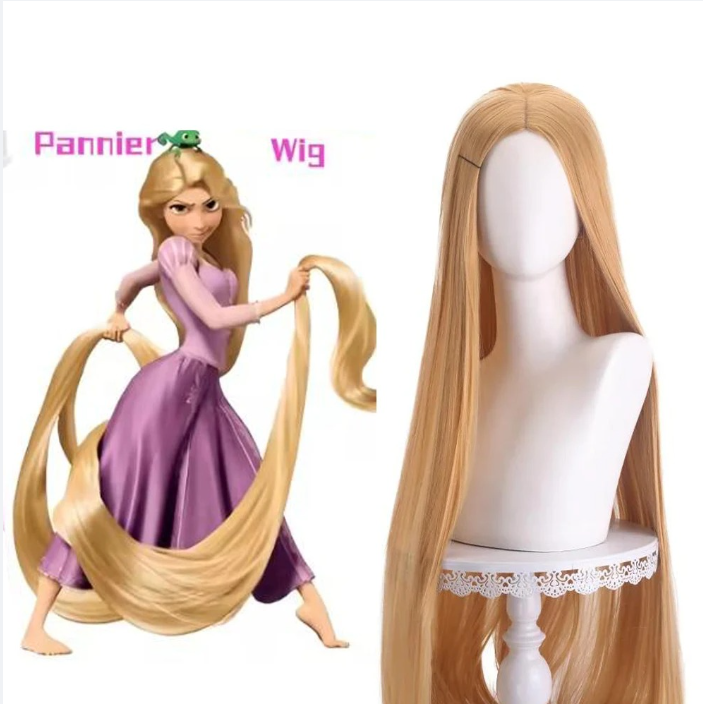 Perruque de princesse à cheveux longs pour femme, style Anime Tangled Rapunzel, perruques de cosplay pour adultes, perruques à cheveux longs pour carnaval et Halloween