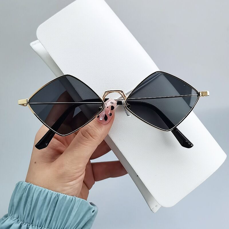 Lunettes de soleil en métal losange pour femmes 2024, lunettes de soleil vintage à monture irrégulière pour hommes, lunettes de soleil UV400 pour femmes, lunettes de protection, Oculos, Gafas De Sol