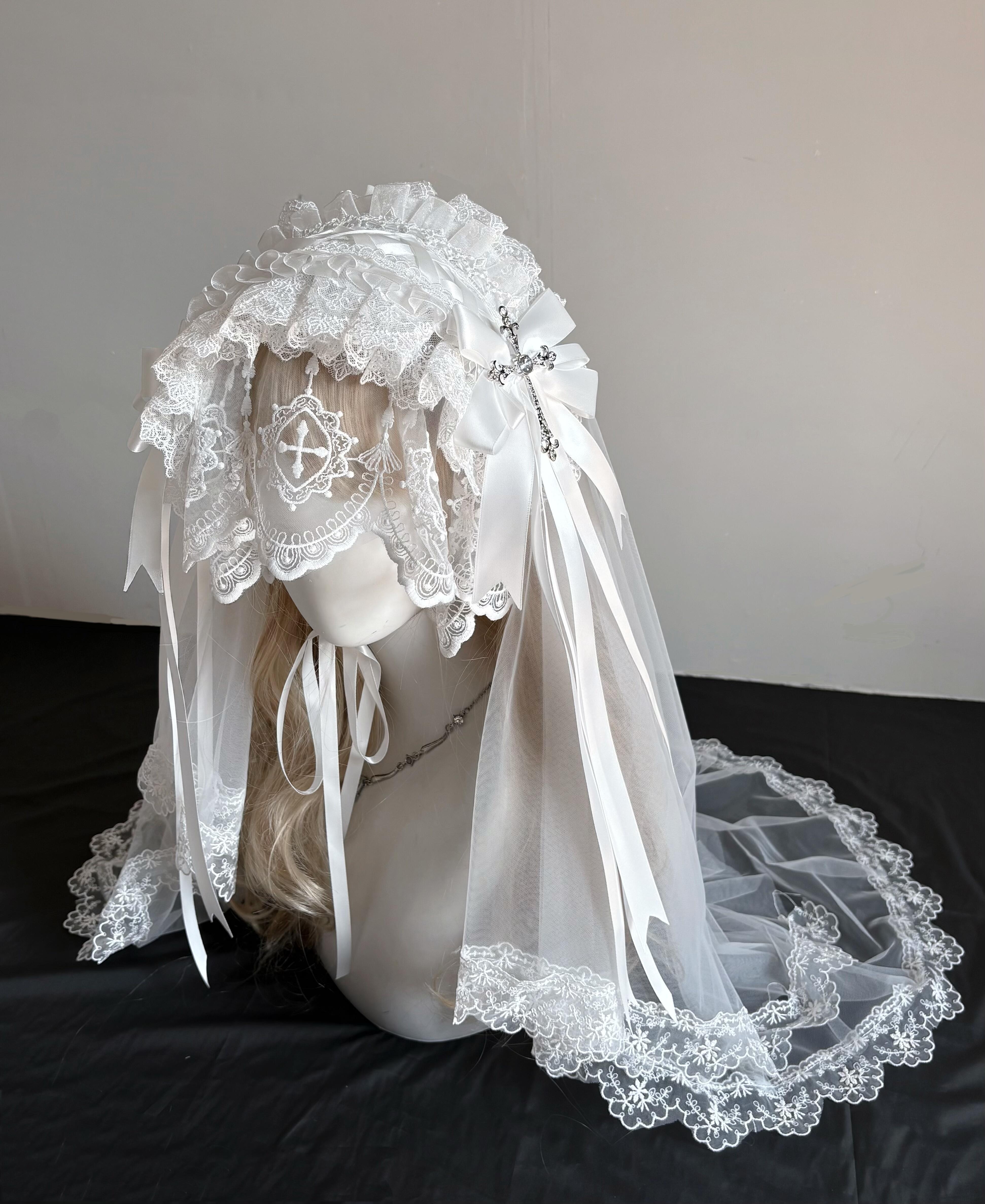 Voile de nonne gothique originale, bandeau d'Halloween, coiffe Lolita, style Dark Angel Subculture.
