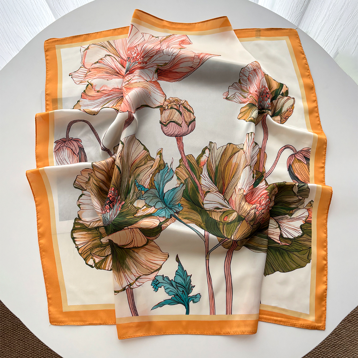 Élégant Foulard Carré en Soie Imitation Florale pour Femme, Bandeau Cheveux, Bandana, Écharpe de Cou, Nouveauté 2026