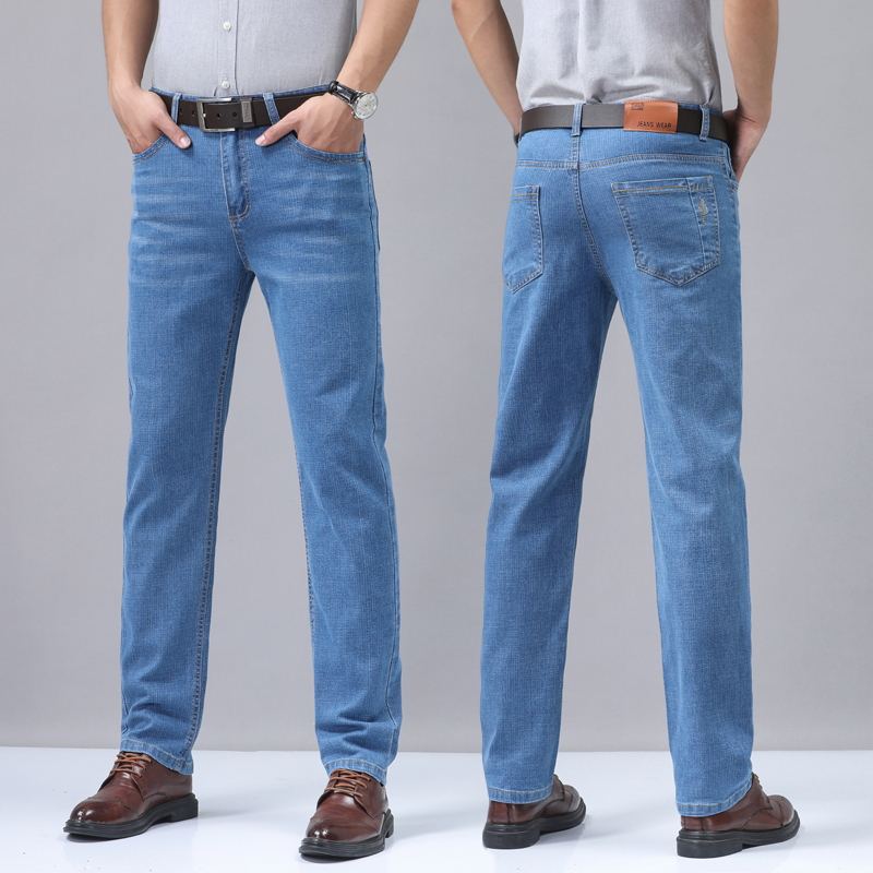 Jean en Denim pour hommes, mince, droit, Business, doux, mode, nouveau pantalon de haute qualité, livraison directe, pantalon de travail OL, nouvel arrivage