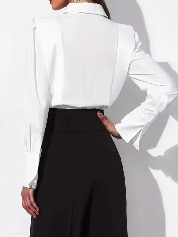 Nouvelle chemise blanche d'automne pour femme, élégante et décontractée, à manches longues, hauts et chemisiers pour fêtes et occasions spéciales, vêtements pour femmes