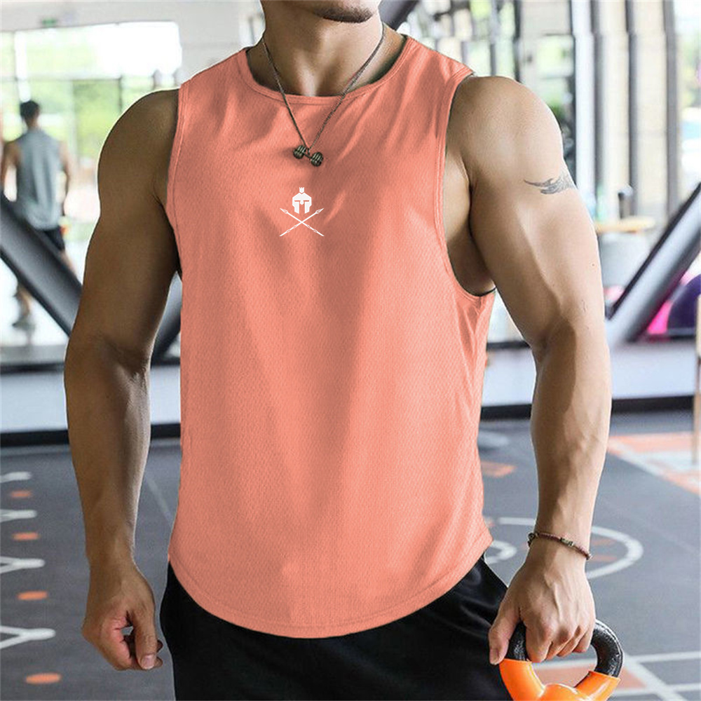 Débardeur de sport d'été pour hommes, respirant, coupe ample, t-shirt d'entraînement sans manches, gilet à séchage rapide, vêtements de fitness pour hommes