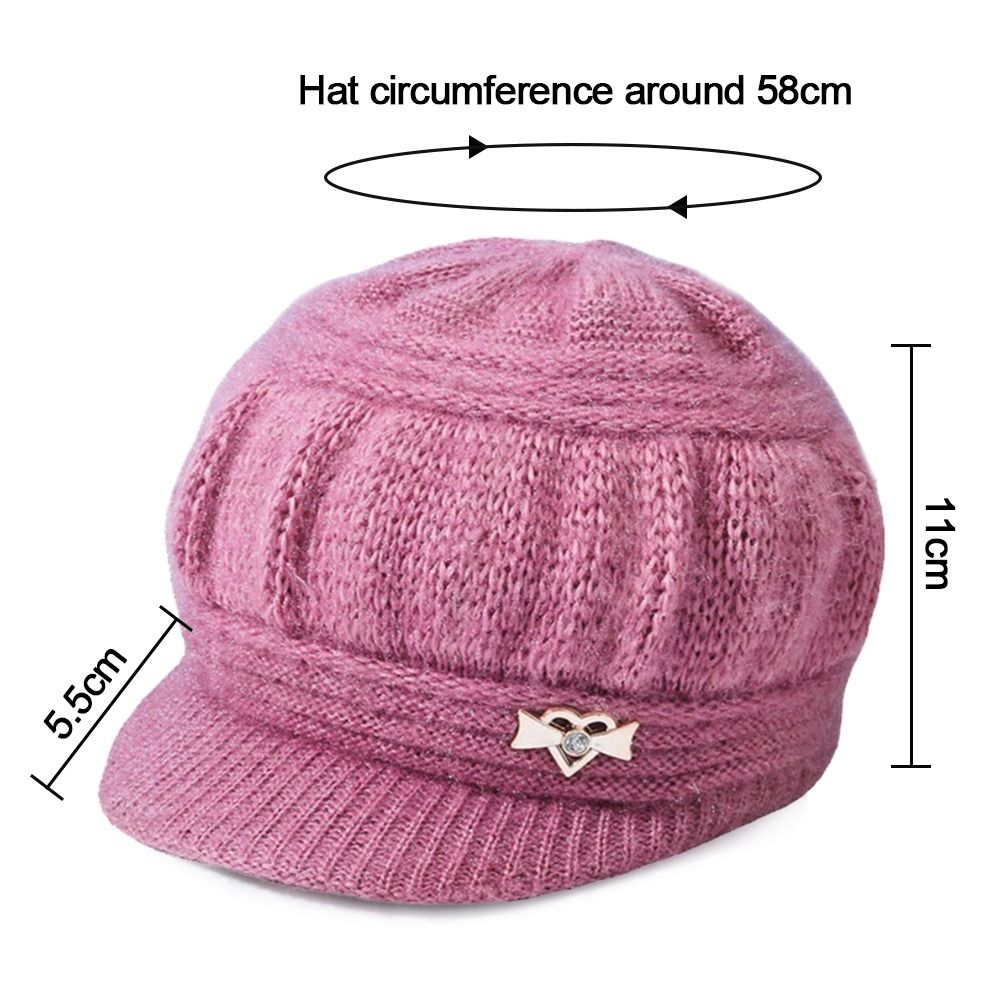 Chapeau en laine tricoté pour femmes, couleur unie, casquette coupe-vent, couvre-chef d'hiver pour personnes d'âge moyen