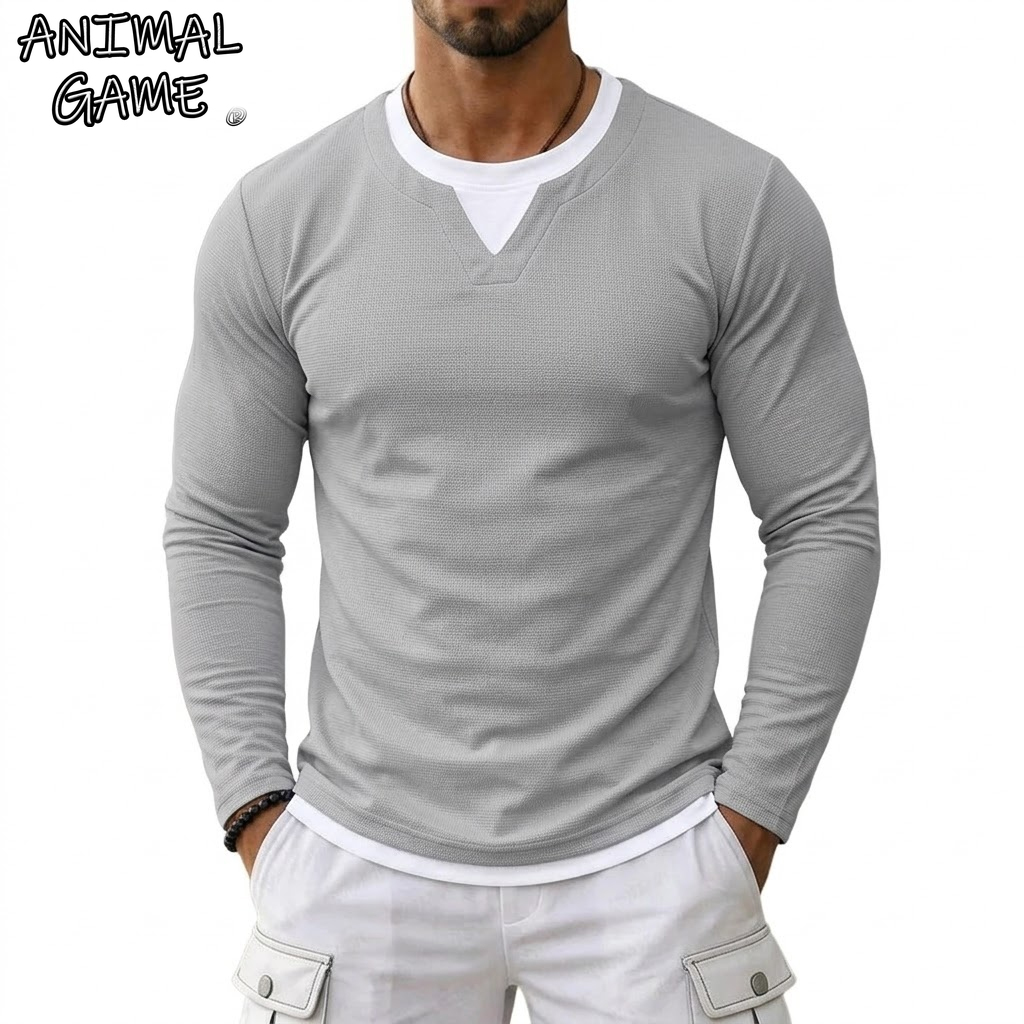 T-shirts de luxe à manches longues pour hommes – Marques décontractées, col gaufré, respirants, maillots de football, vêtements de sport pour homme