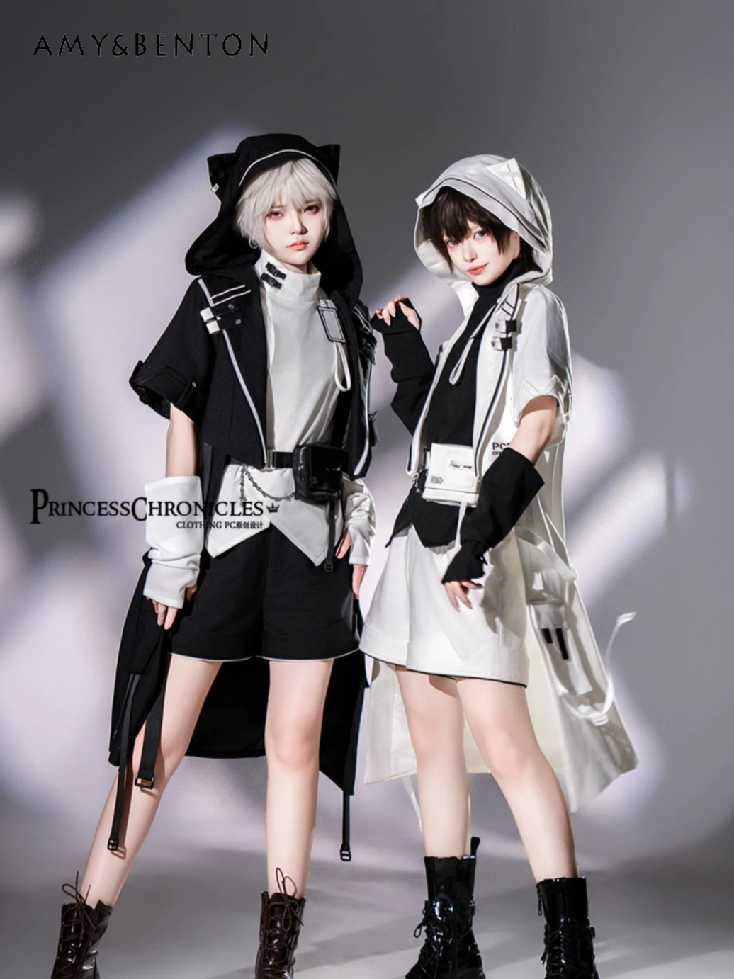 Ensemble de Cosplay Prince Lolita, sous-culture japonaise, Anime, oreilles de chat mignonnes, à capuche, col croisé, manteau Blazer, tenues de Style Goth Harajuku