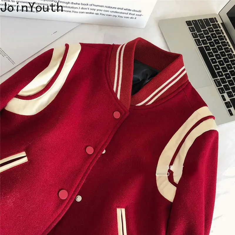 Vestes épaisses et décontractées pour femmes, vêtements à la mode, uniforme de Baseball rouge, Ropa Mujer, manteau ample surdimensionné coréen, Tops Y2k, 2025