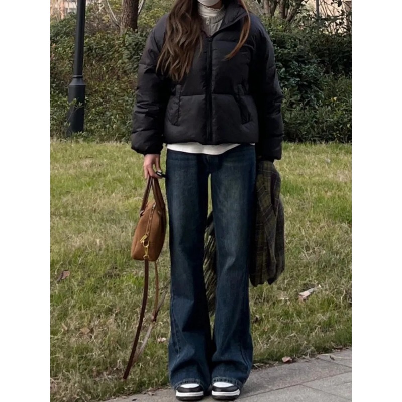 Jeans décontractés à jambe droite pour femme, style vintage ample rétro américain, streetwear chic, pantalon large pour femme, automne-hiver