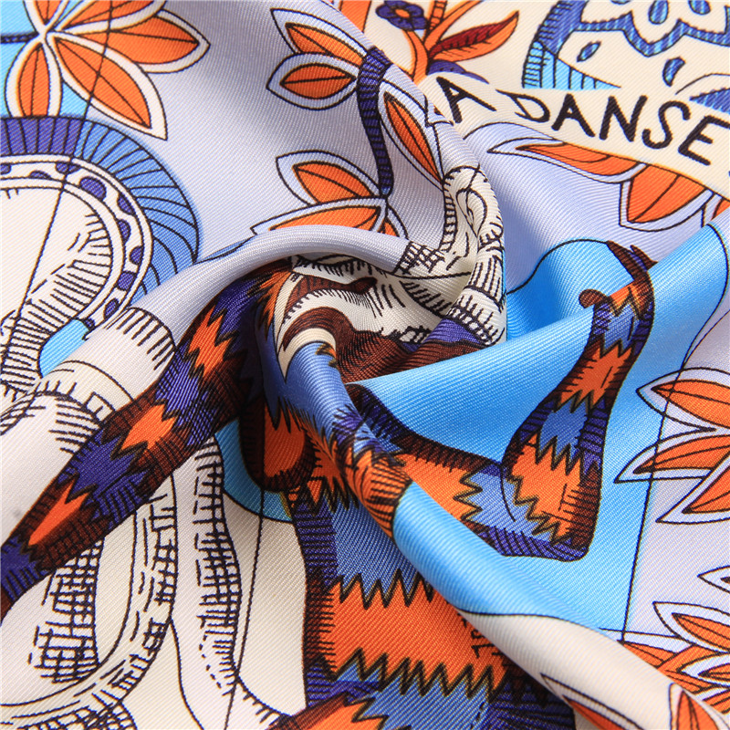 Foulard carré de luxe pour femmes, 90cm, sergé de soie roulé, ourlet imprimé palais, Hijabs, châle, Design de marque, foulards pour dames