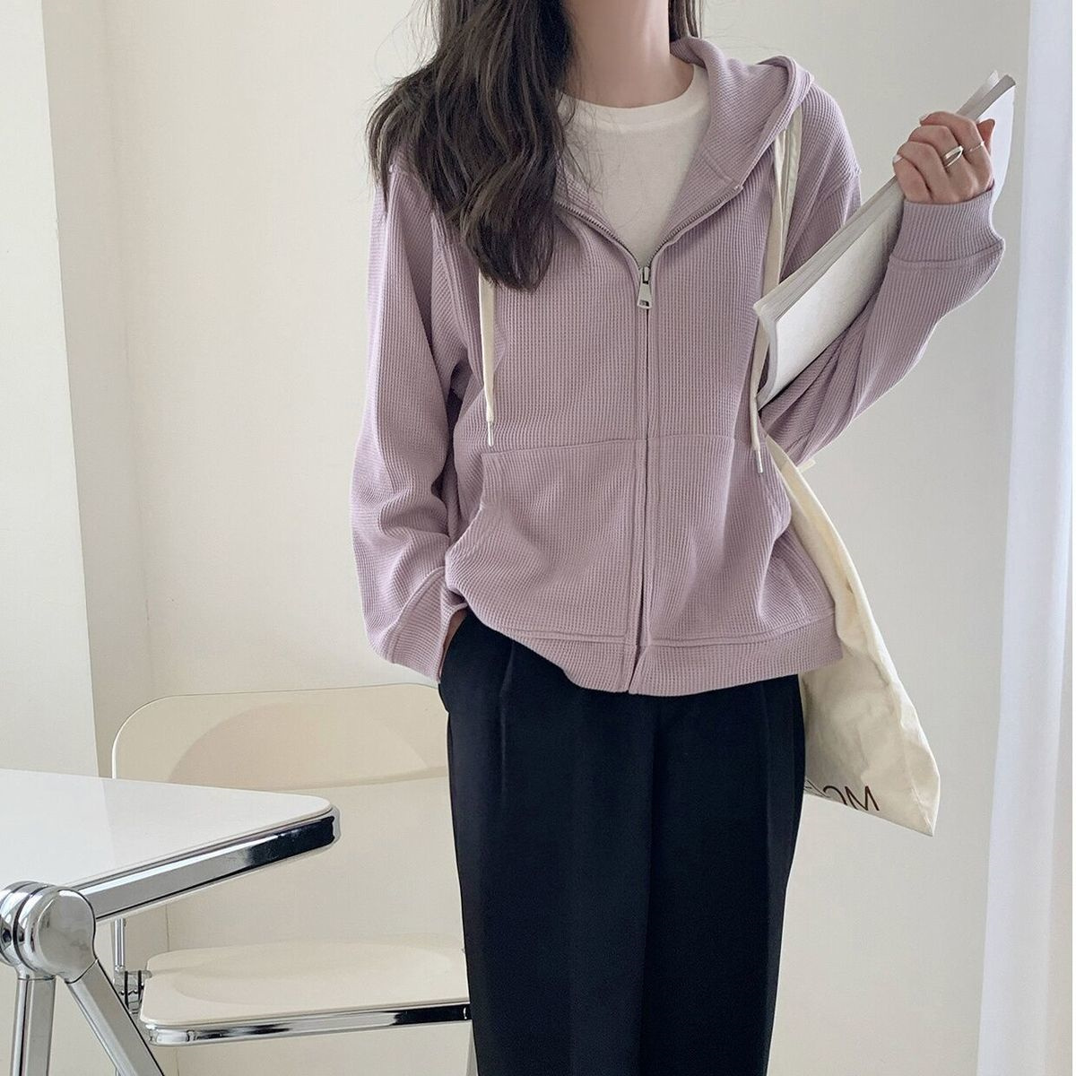 Veste à capuche pour filles, Collection d'habillage décontracté, tendances de la mode, polyvalente, paresseux, gaufré, nouvelle collection printemps et automne 2025