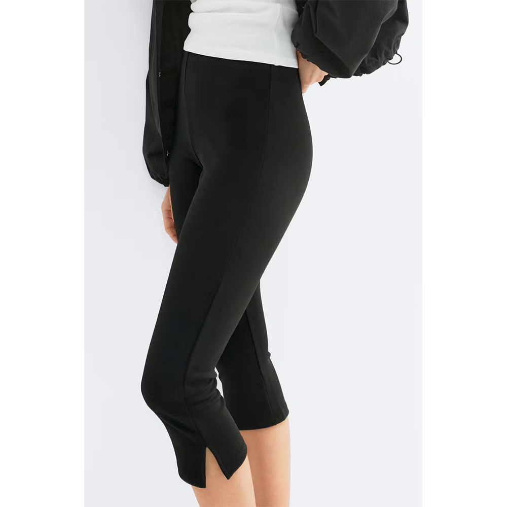 Pantalon Capri 3/4 pour femme, couleur unie, ourlet fendu, pantalon court décontracté d'été, leggings courts extensibles, pantalon de yoga, streetwear