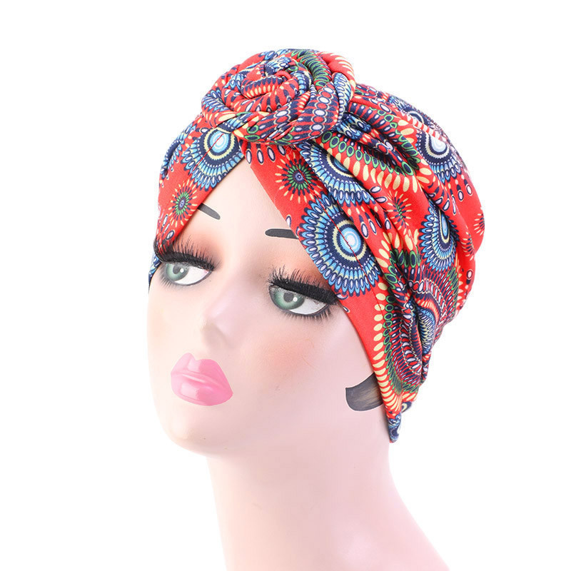 Nouveau imprimé africain plissé Turban Floral bonnet noeud fleur inde tête enveloppement élégant femmes chimio casquette Bandana chapeaux couvre-chef