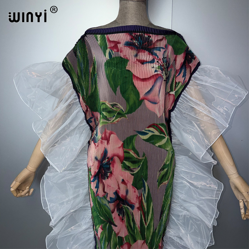 Robe plissée élastique WINYI, robe de plage, kaftan, abaya, robe de soirée de luxe Dubaï pour femmes musulmanes