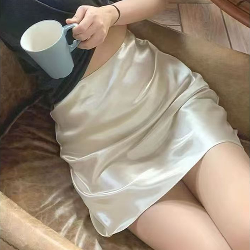 Jupe mini trapèze en satin pour femme, taille haute, décontractée, moulante, style Y2K, coupe ajustée, streetwear, noire, Harajuku, été