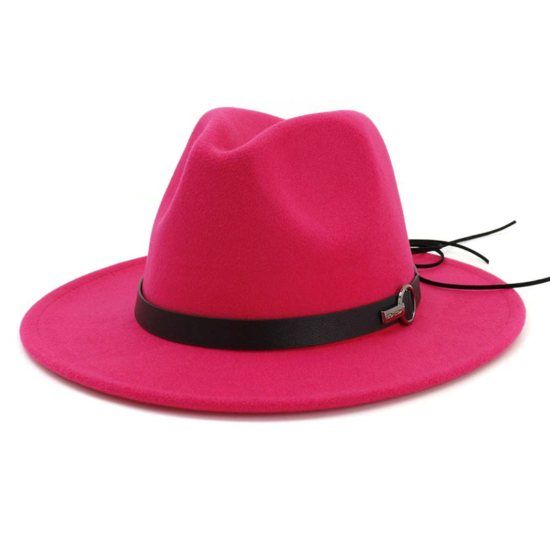 QBHAT-Chapeau en feutre de laine à large bord pour hommes et femmes, chapeau Fedora Jazz, chapeau de cow-boy Trilby de style ander, robe formelle de fête, grande taille, jaune, blanc