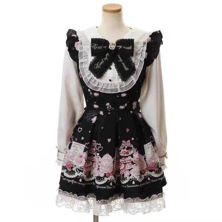 Ensemble 2 pièces Lolita de Style japonais, Mini jupe Y2k pour femme, Harajuku, robe imprimée douce Kawaii, hauts, mode coréenne, robe élégante